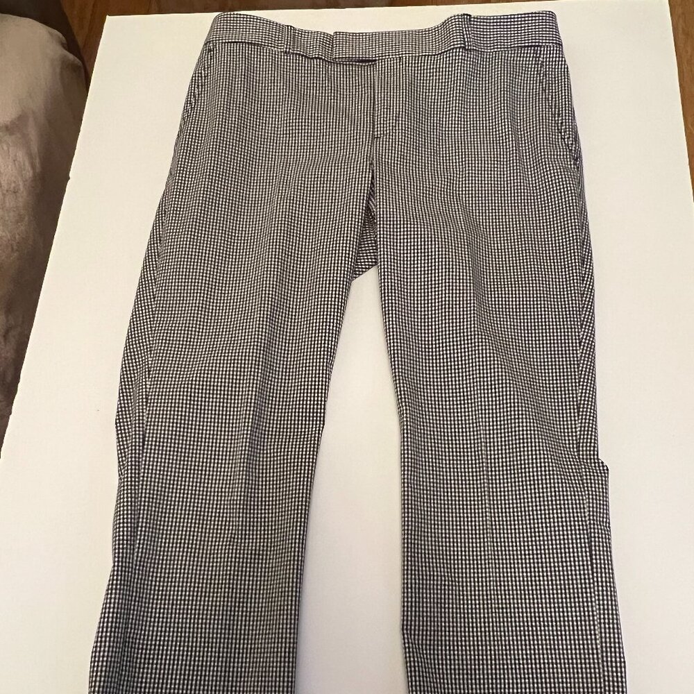Banana Republic Houndstooth B&W check cotton slacks, straight leg to ankle, S12